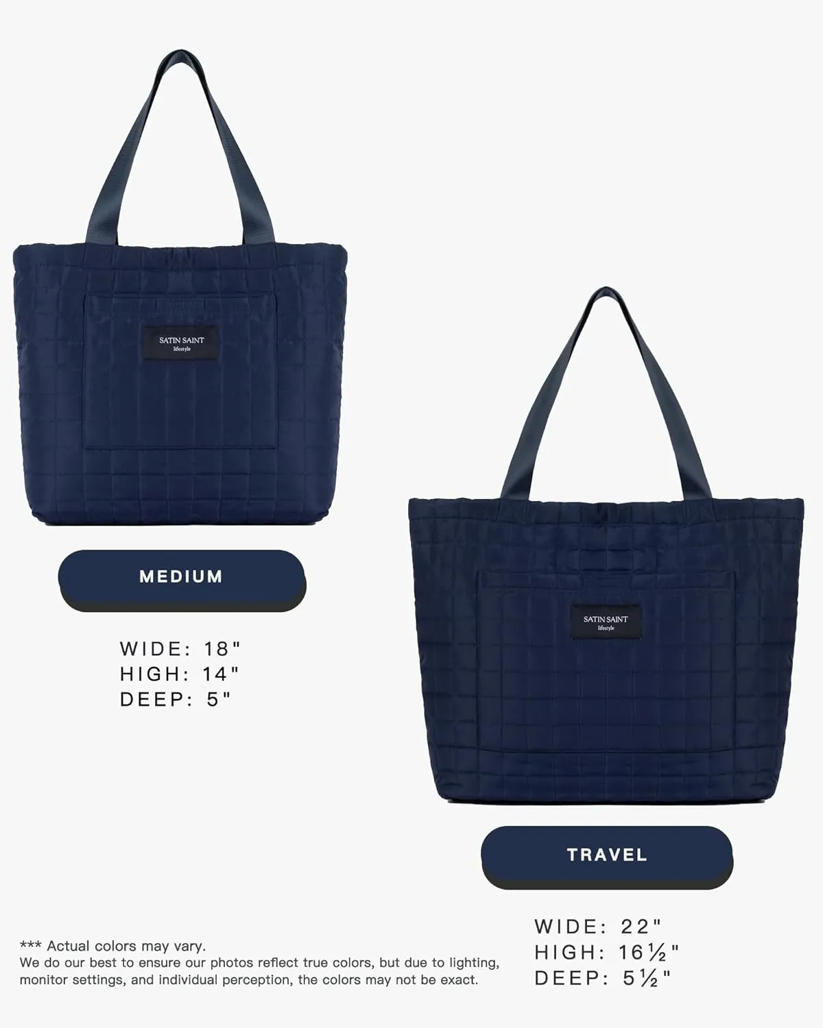 SATINSAINT Large Tote Travel Bag for Women, Lightweight Quilted Carry-All Shoppers Tote for Travel, Work, Gym and Casual Use