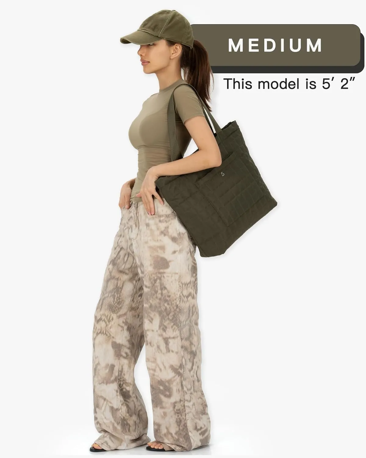 SATINSAINT Large Tote Travel Bag for Women with Zipper, Quilted Carry-All Shoppers Tote for Travel, Work, Gym and Casual Use