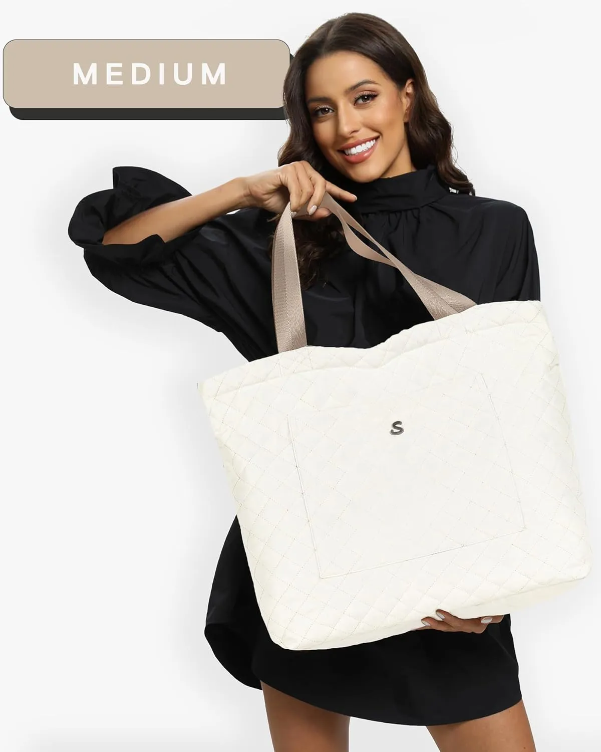 SATINSAINT Large Tote Travel Bag for Women with Zipper, Quilted Carry-All Shoppers Tote for Travel, Work, Gym and Casual Use