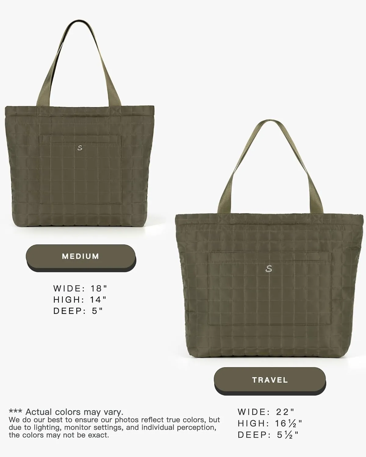 SATINSAINT Large Tote Travel Bag for Women with Zipper, Quilted Carry-All Shoppers Tote for Travel, Work, Gym and Casual Use