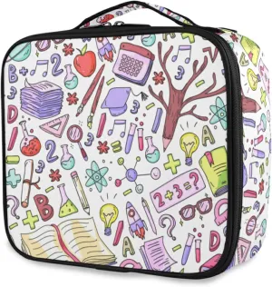 School Creativity and Imagination Makeup Case Travel Cosmetic Bag Large Train Case with Adjustable Dividers