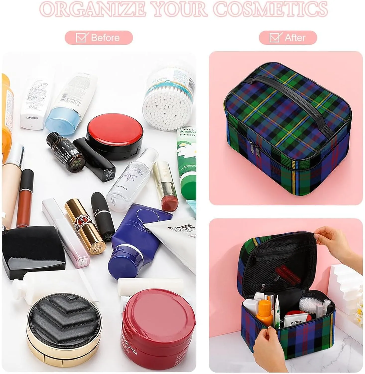 Scottish Clan Malcolm Tartan Plaid Large Capacity Soft And High-value Practical Makeup And Wash Bag