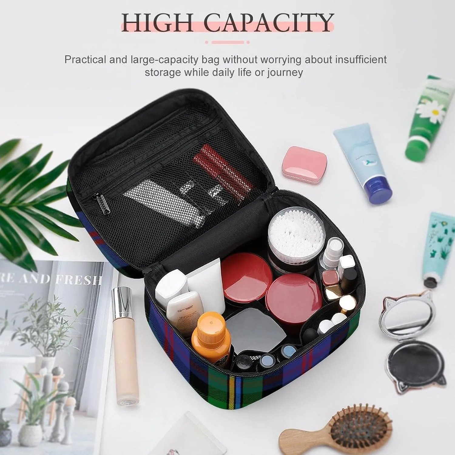 Scottish Clan Malcolm Tartan Plaid Large Capacity Soft And High-value Practical Makeup And Wash Bag