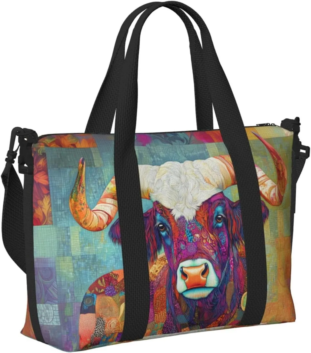 Scottish Highland Cattle print Travel Duffel Bag, Sports Tote Gym Bag, Swim Pool Bag Large Shoulder Tote Bag for Beach Weekender