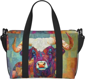 Scottish Highland Cattle print Travel Duffel Bag, Sports Tote Gym Bag, Swim Pool Bag Large Shoulder Tote Bag for Beach Weekender