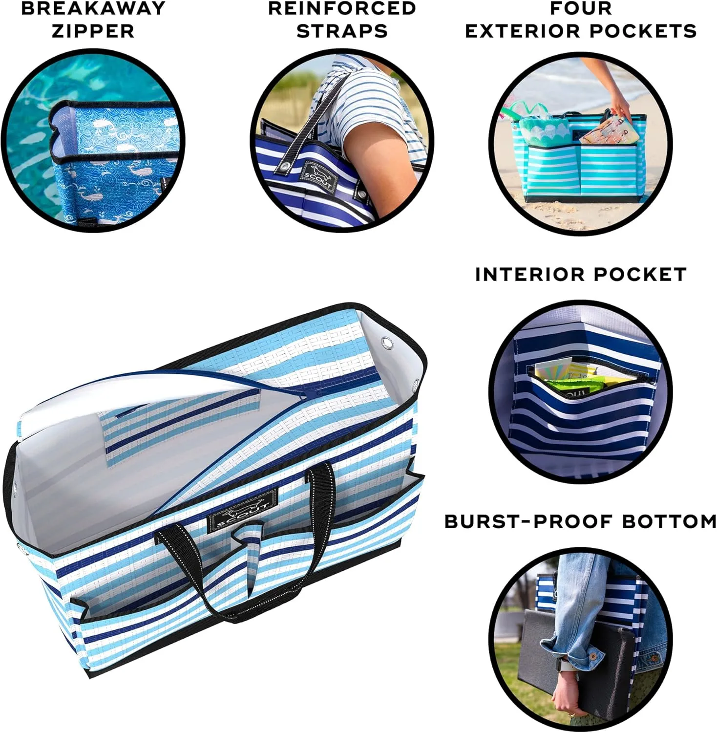 SCOUT BJ Bag - Large, Utility Tote Bag for Women, Nurses, Teachers and Moms with Zipper & 4 Exterior Pockets for Organizing.