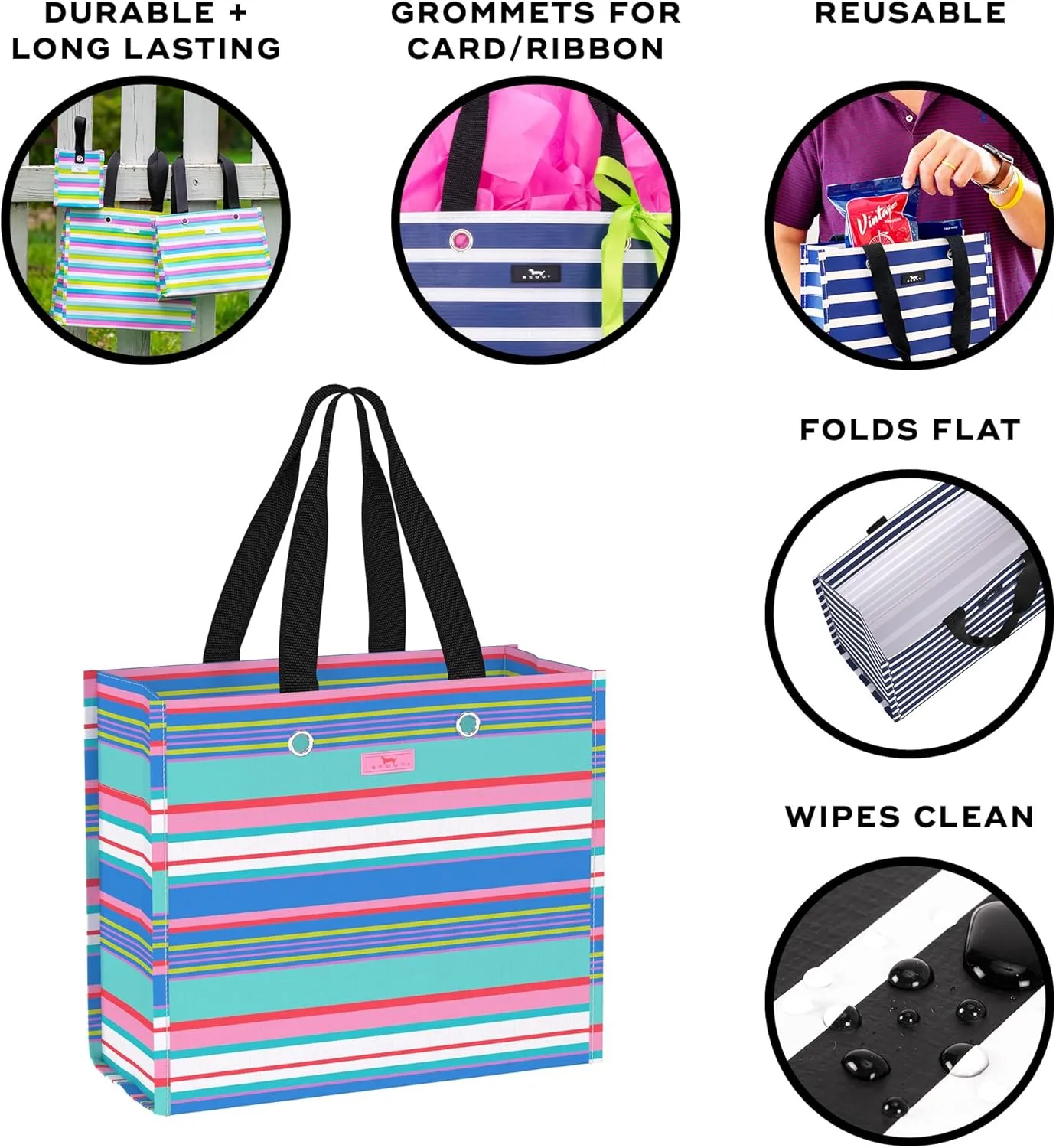 SCOUT Large Package Gift Bag, Large Reusable Gift Bag Measuring 13.5" x 12" x 6"