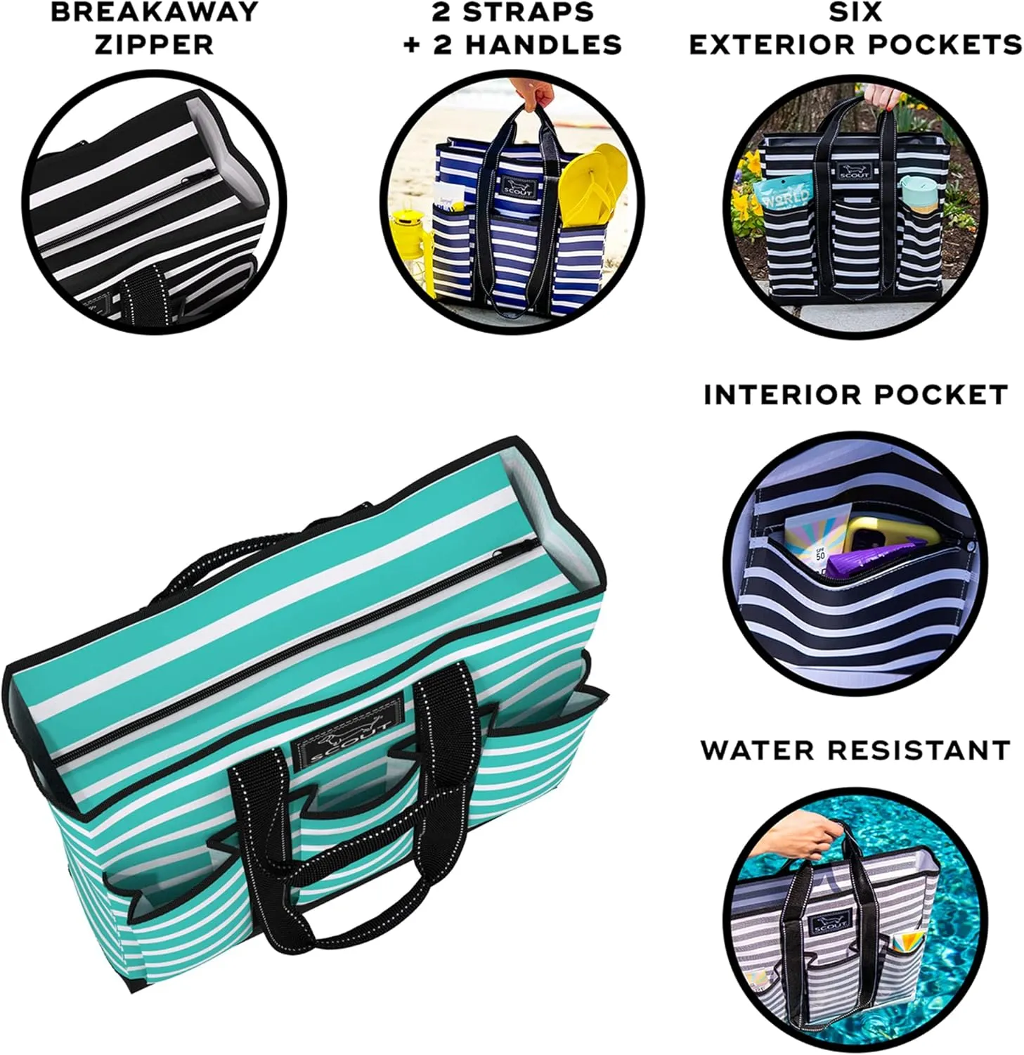 SCOUT Pocket Rocket - Work Tote For Women - 6 Exterior Pockets - Large Travel, Nurse, Teacher, Mom Bag