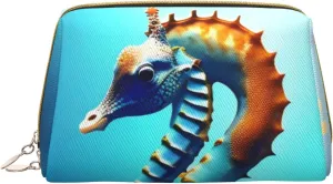 Seabed Coral Seahorse Portable Cosmetic Bag, Travel Cosmetic Bag, Unisex, Zipper Closure, Suitable For Daily Use