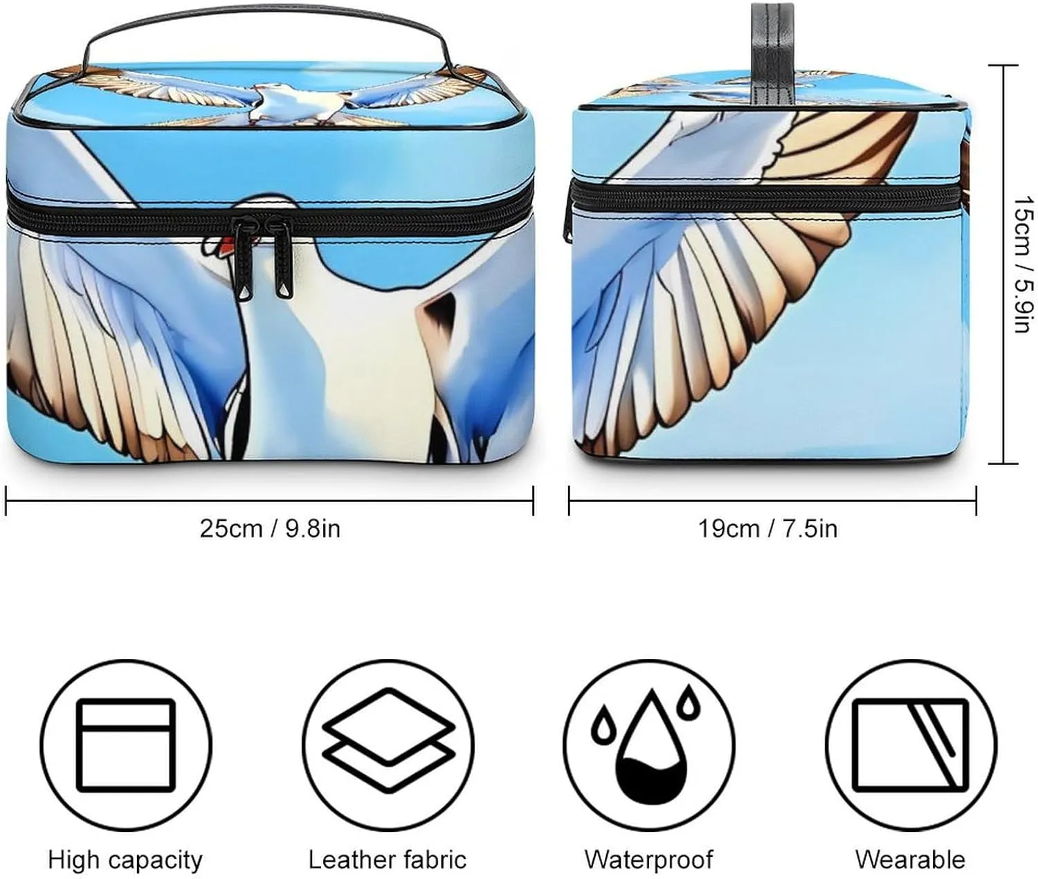 Seagulls in FlightTravel Makeup Bag Cosmetic Bags for Women Waterproof Portable Make Up Organizer
