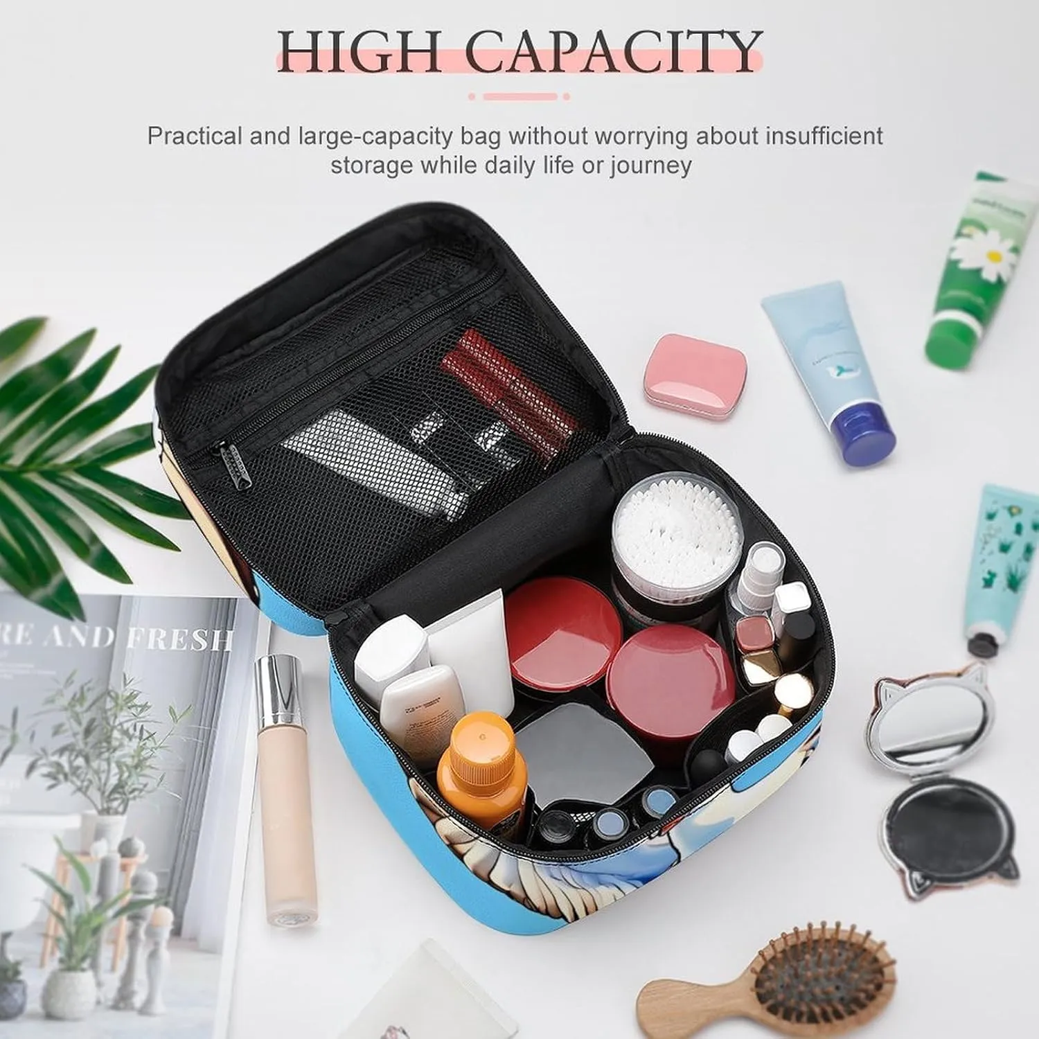 Seagulls in FlightTravel Makeup Bag Cosmetic Bags for Women Waterproof Portable Make Up Organizer