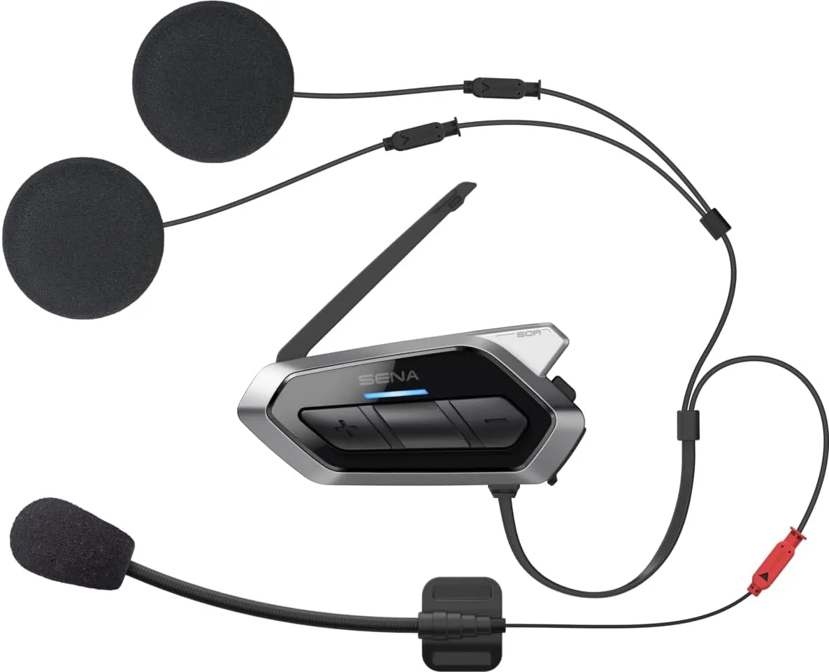 Sena 50R 3-Button Motorcycle Bluetooth Headset w/Sound by Harman Kardon Integrated Mesh Intercom System Premium Microphone & Speakers