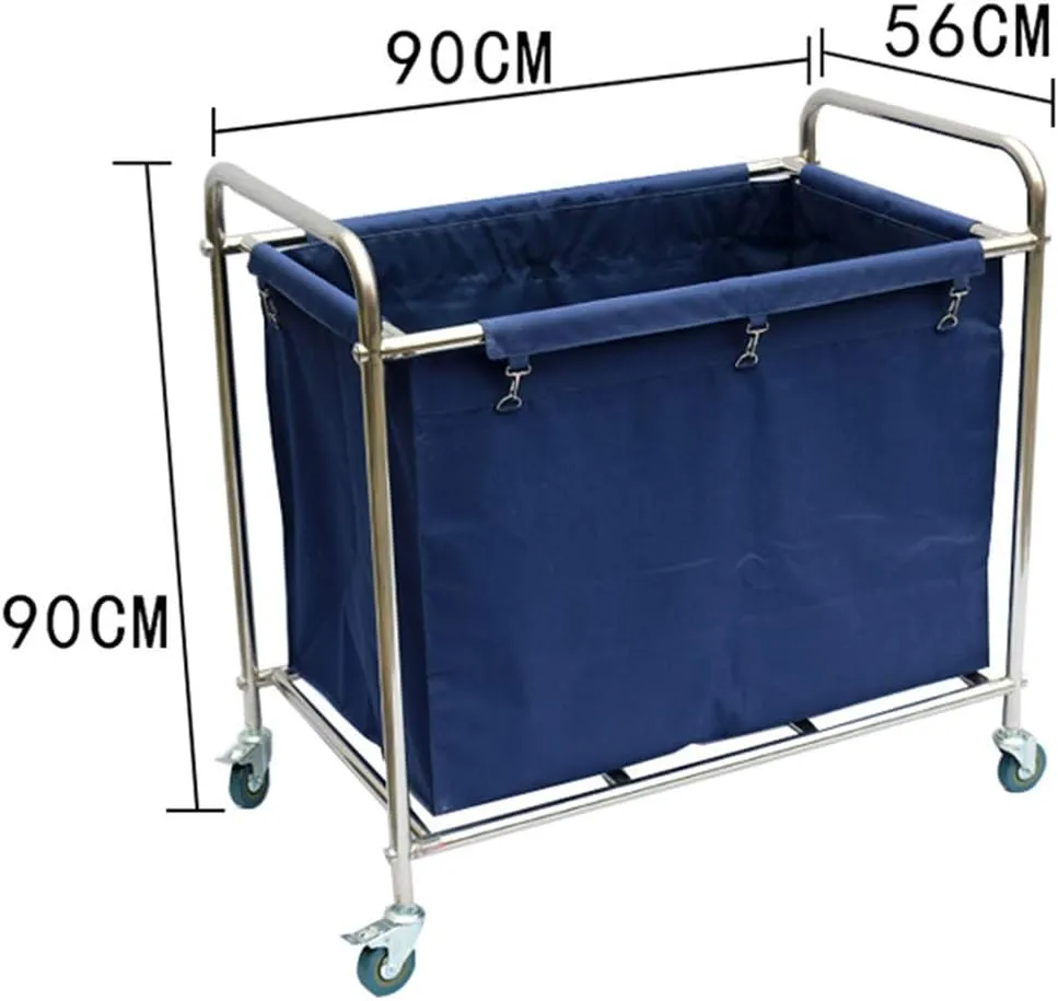 Serving Trolley, Beauty Salon Cart, Tool Cart, Wheeled Carts, Laundry Trolley with Stainless Steel Frame, Removable Bag, 4 Wheels and Handle, Easy to Install, Grey