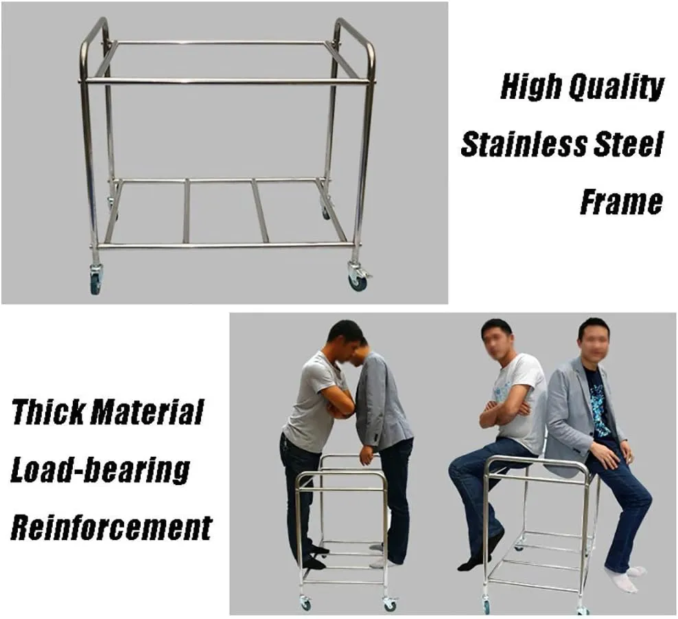 Serving Trolley, Beauty Salon Cart, Tool Cart, Wheeled Carts, Laundry Trolley with Stainless Steel Frame, Removable Bag, 4 Wheels and Handle, Easy to Install, Grey