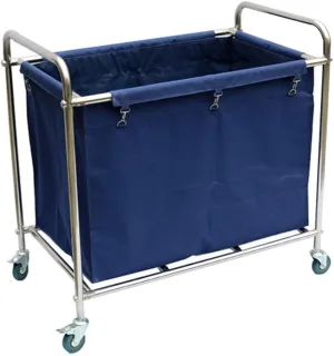 Serving Trolley, Beauty Salon Cart, Tool Cart, Wheeled Carts, Laundry Trolley with Stainless Steel Frame, Removable Bag, 4 Wheels and Handle, Easy to Install, Grey