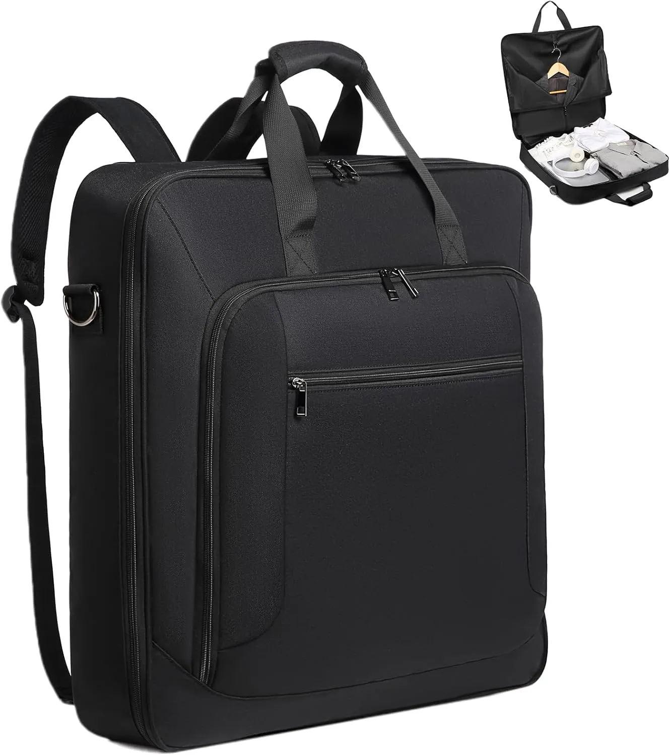 seyfocnia Garment Travel Bag for Men Carry on Garment Backpack with Shoulder Strap for Suits and Dresses, 4 in 1 Hanging Suitcase Luggage Bags for Travel Foldable Suit Bag
