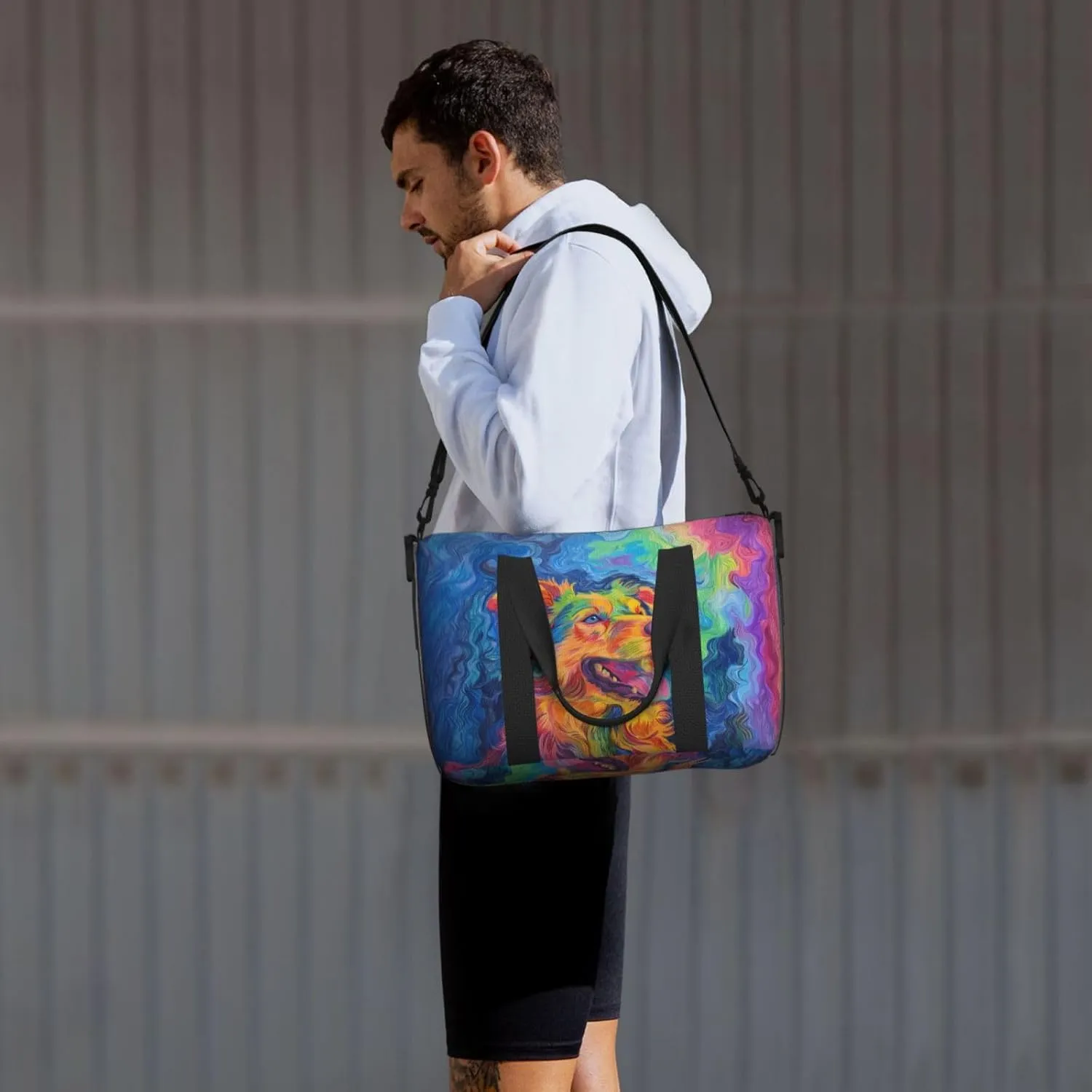 shepherd print Travel Duffel Bag, Sports Tote Gym Bag, Swim Pool Bag Large Shoulder Tote Bag for Beach Weekender, 202-406-121