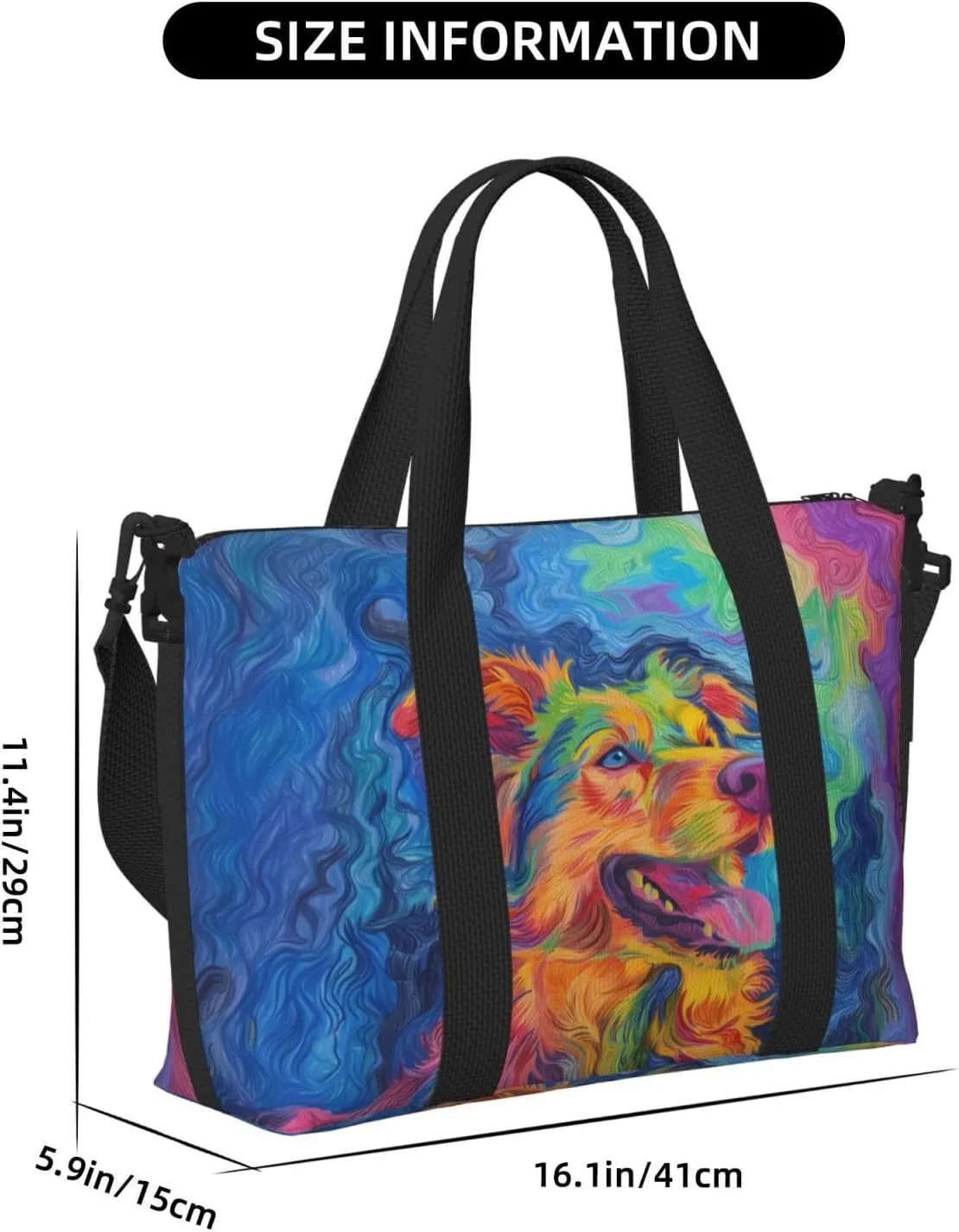 shepherd print Travel Duffel Bag, Sports Tote Gym Bag, Swim Pool Bag Large Shoulder Tote Bag for Beach Weekender, 202-406-121