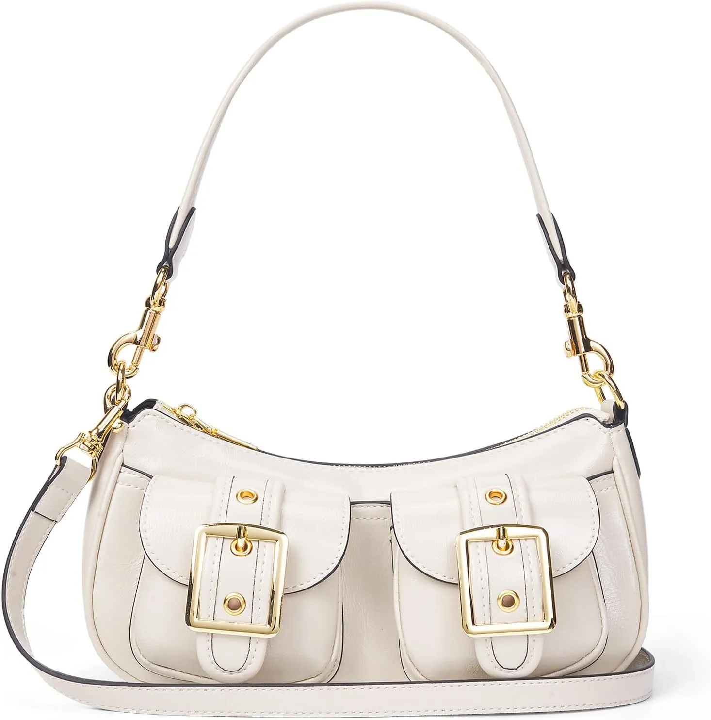 Shoulder Bags for Women Small Purse Y2k Handbag Double Pockets Cross Body Bag Faux Leather Shoulder Purses Tote