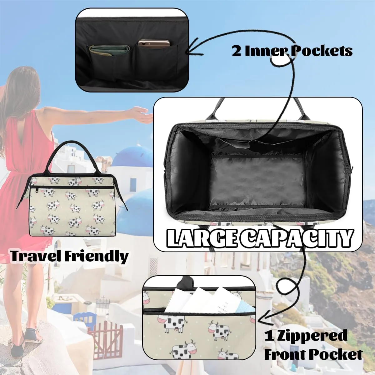 Shoulder Tote Bag for Women, Tote Purse with Zipper Large Handbag for Travel Work Gym