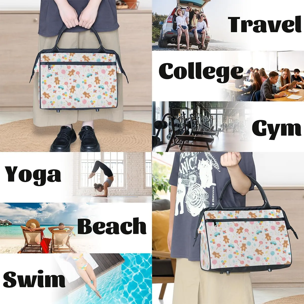 Shoulder Tote Bag for Women, Tote Purse with Zipper Large Handbag for Travel Work Gym