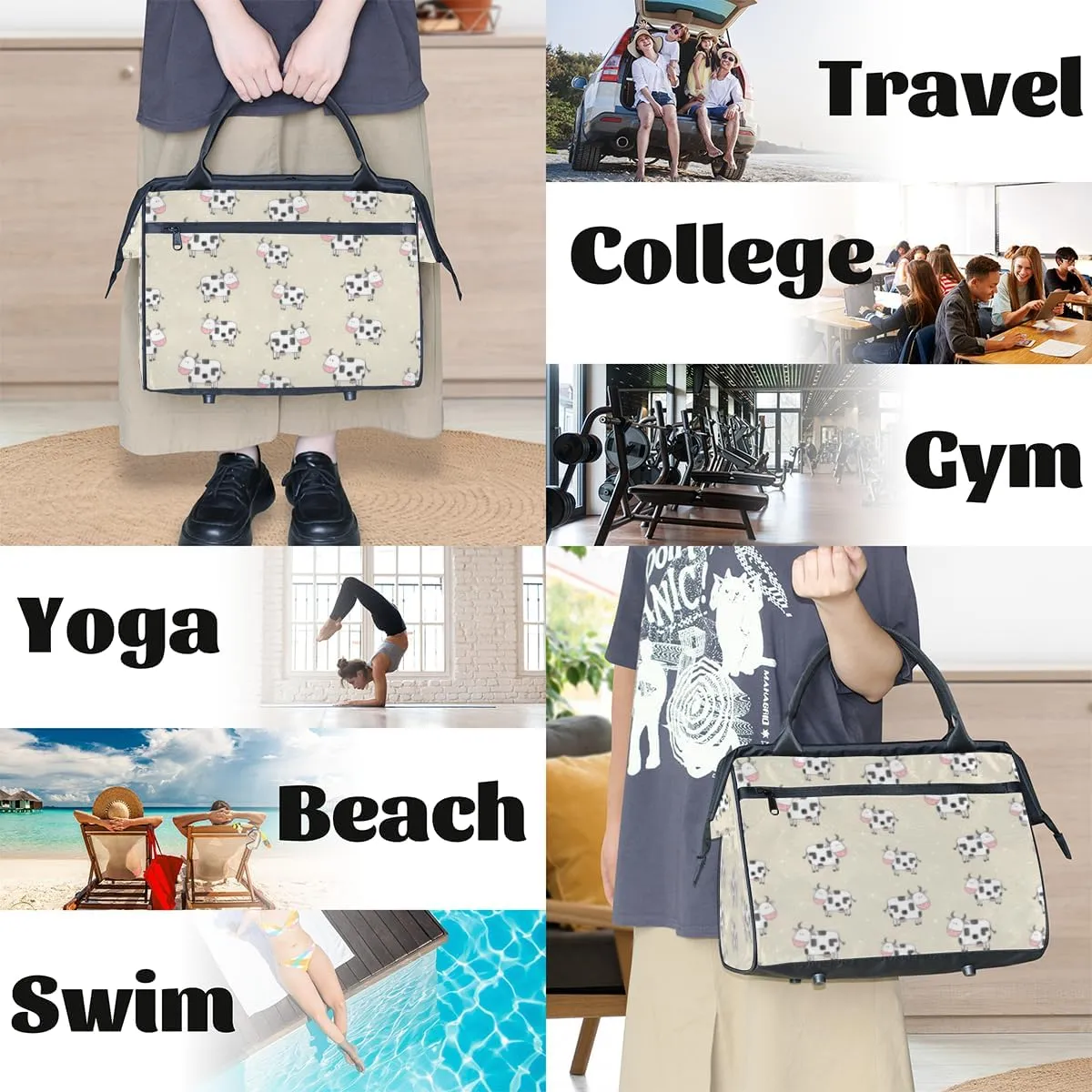 Shoulder Tote Bag for Women, Tote Purse with Zipper Large Handbag for Travel Work Gym