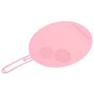 Silicone Makeup Brush Cleaning Mat Multi Textures Large Size Portable Washing Tool Scrubber Cosmetic Brush Cleaner Pad for Home and Travel Silicone Material (Pink)