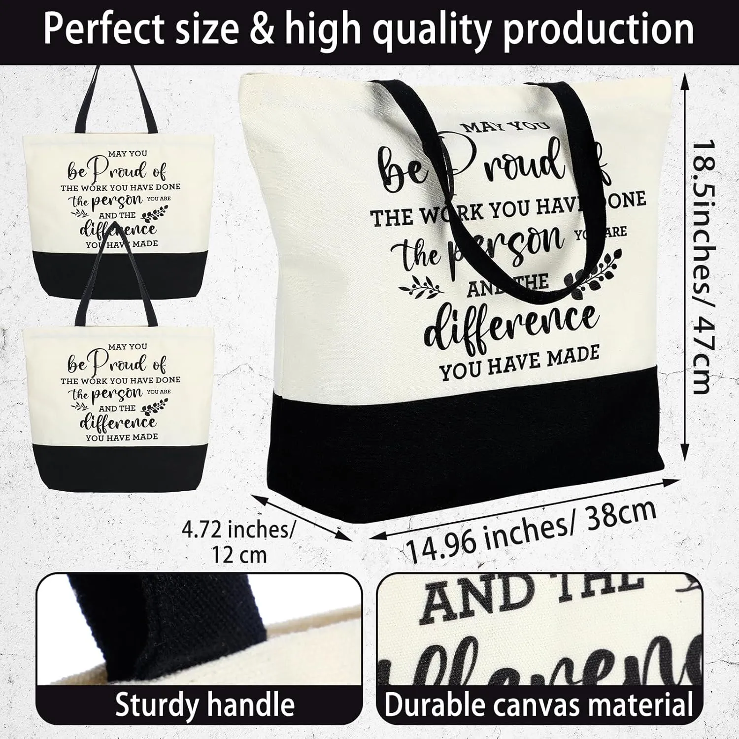 Silkfly 10 Pcs Thank You Gift for Coworker Teacher Appreciation Gift Bag Grad Inspirational Nurse Tote Canvas Bag