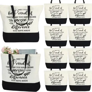 Silkfly 10 Pcs Thank You Gift for Coworker Teacher Appreciation Gift Bag Grad Inspirational Nurse Tote Canvas Bag