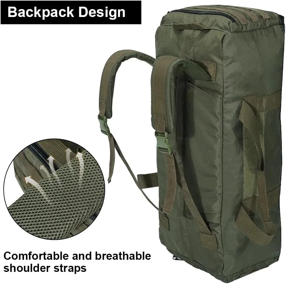 SINAIRSOF Tactical Duffel Bag with Backpack Straps,Heavy Duty Duffel Bag, Tactical Gear Bag,80L Large Travel Duffel Bag for Men Women Traveling,Outdoor Activities,Skiing,Hunting,Camping