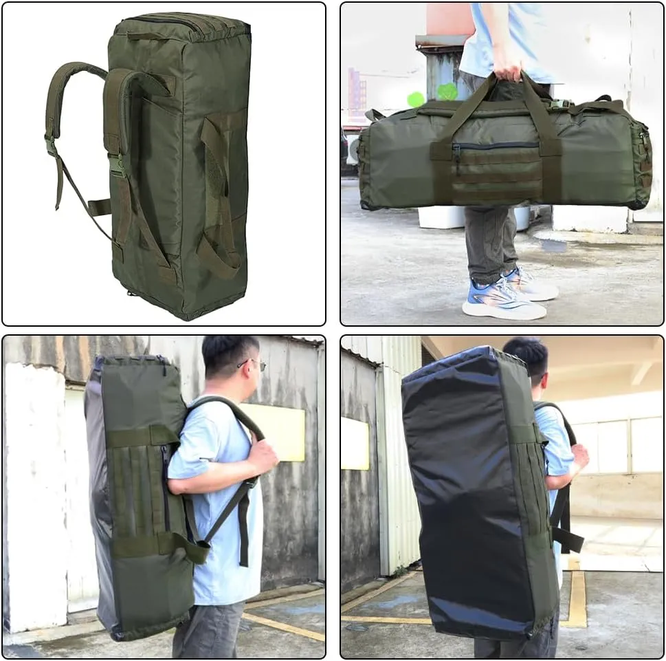 SINAIRSOF Tactical Duffel Bag with Backpack Straps,Heavy Duty Duffel Bag, Tactical Gear Bag,80L Large Travel Duffel Bag for Men Women Traveling,Outdoor Activities,Skiing,Hunting,Camping