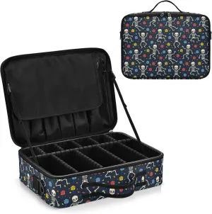 Skeletons and Roses Travel Makeup Bag, Makeup Bags for Women, Travel Makeup Train Case, Professional Cosmetic Case Organizer Bag Portable Artist Storage Bag for Cosmetics Makeup