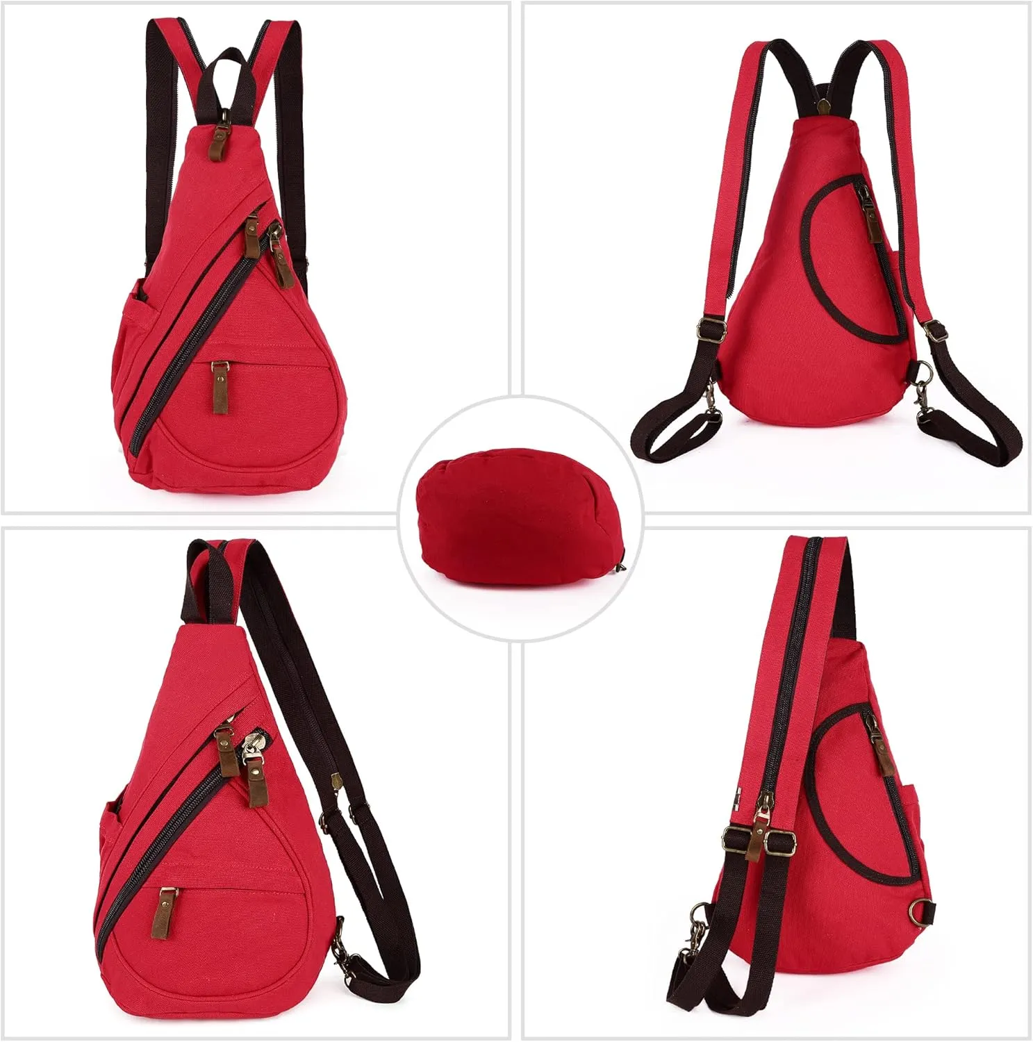 Sling Bags for Women Backpack Purse Canvas Crossbody Bags for Women Small Travel Hiking Daypack