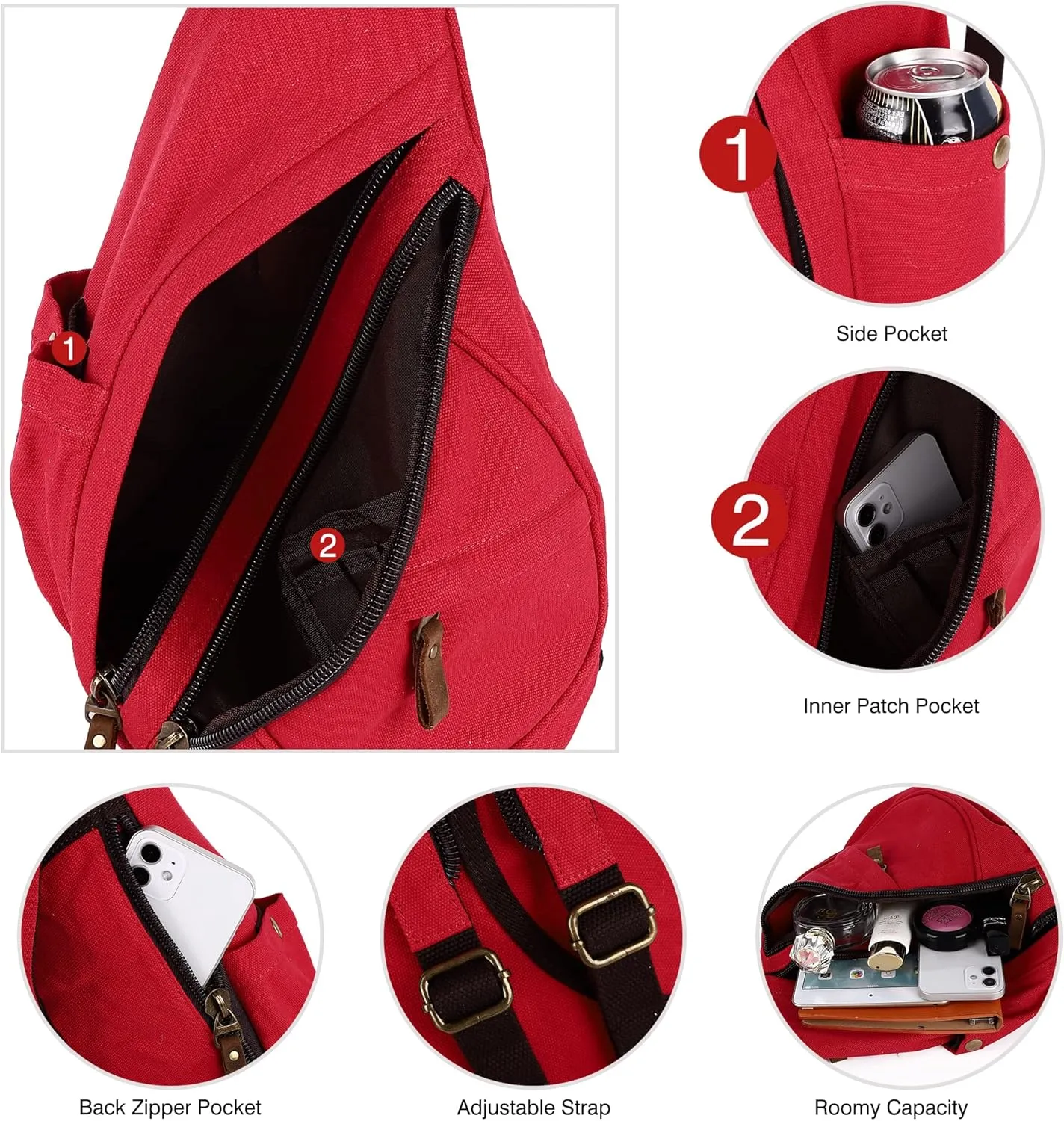 Sling Bags for Women Backpack Purse Canvas Crossbody Bags for Women Small Travel Hiking Daypack