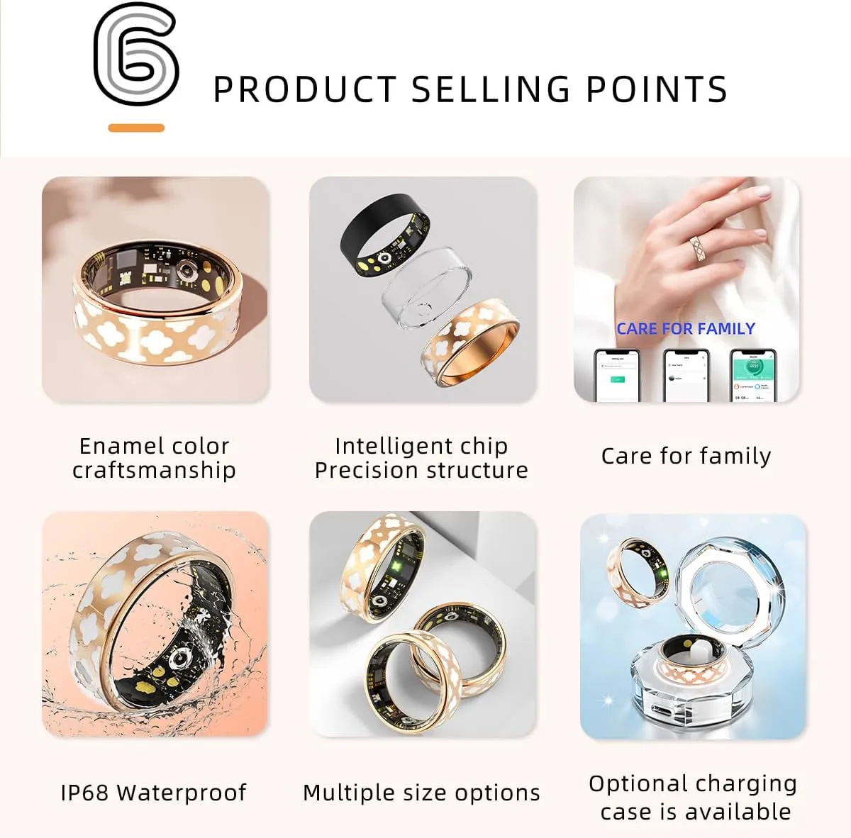 Smart Ring Health Tracker for Women Men, Fitness Tracker with Steps, Distance & Calorie Count, Fitness Ring with Sleep, Heart Rate, Blood Oxygen Real Time Monitor, IP68 Waterproof (9#)