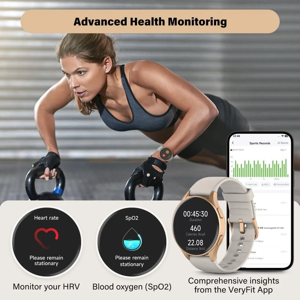 Smart Watch for Women, Built-in Alexa, GPS, HRV, VO2 Max, Blood Oxygen, Sleep & Stress Monitor, Compass, Altimeter, 1.32" AMOLED, Fitness & Women’s Health, Waterproof, iPhone Compatible