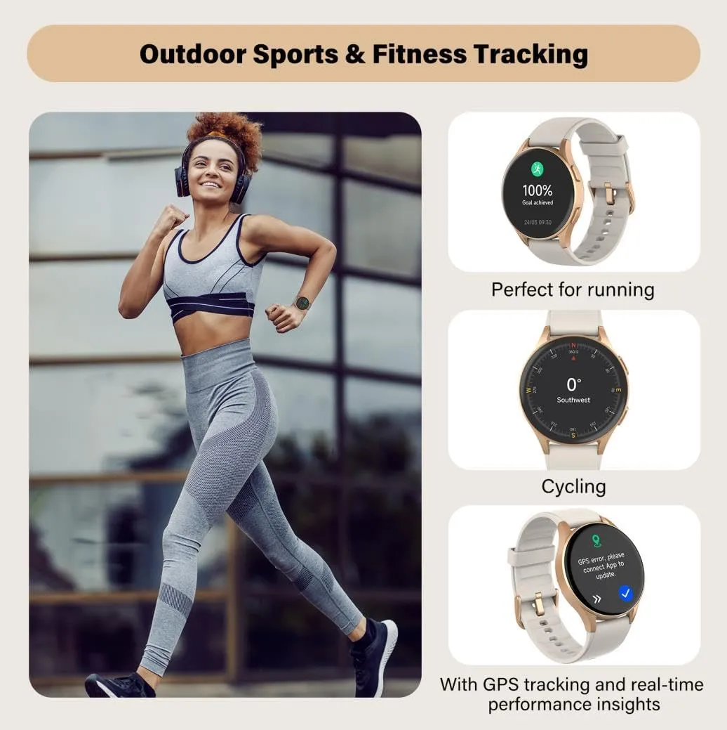 Smart Watch for Women, Built-in Alexa, GPS, HRV, VO2 Max, Blood Oxygen, Sleep & Stress Monitor, Compass, Altimeter, 1.32" AMOLED, Fitness & Women’s Health, Waterproof, iPhone Compatible
