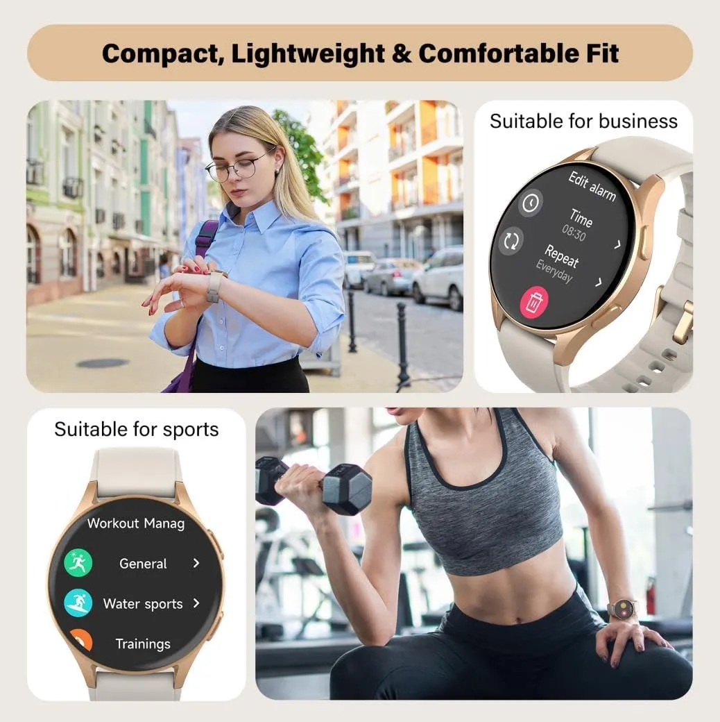 Smart Watch for Women, Built-in Alexa, GPS, HRV, VO2 Max, Blood Oxygen, Sleep & Stress Monitor, Compass, Altimeter, 1.32" AMOLED, Fitness & Women’s Health, Waterproof, iPhone Compatible