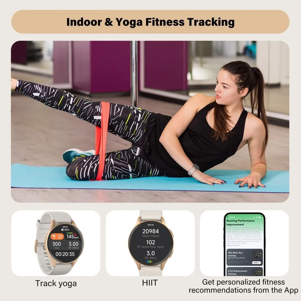Smart Watch for Women, Built-in Alexa, GPS, HRV, VO2 Max, Blood Oxygen, Sleep & Stress Monitor, Compass, Altimeter, 1.32" AMOLED, Fitness & Women’s Health, Waterproof, iPhone Compatible