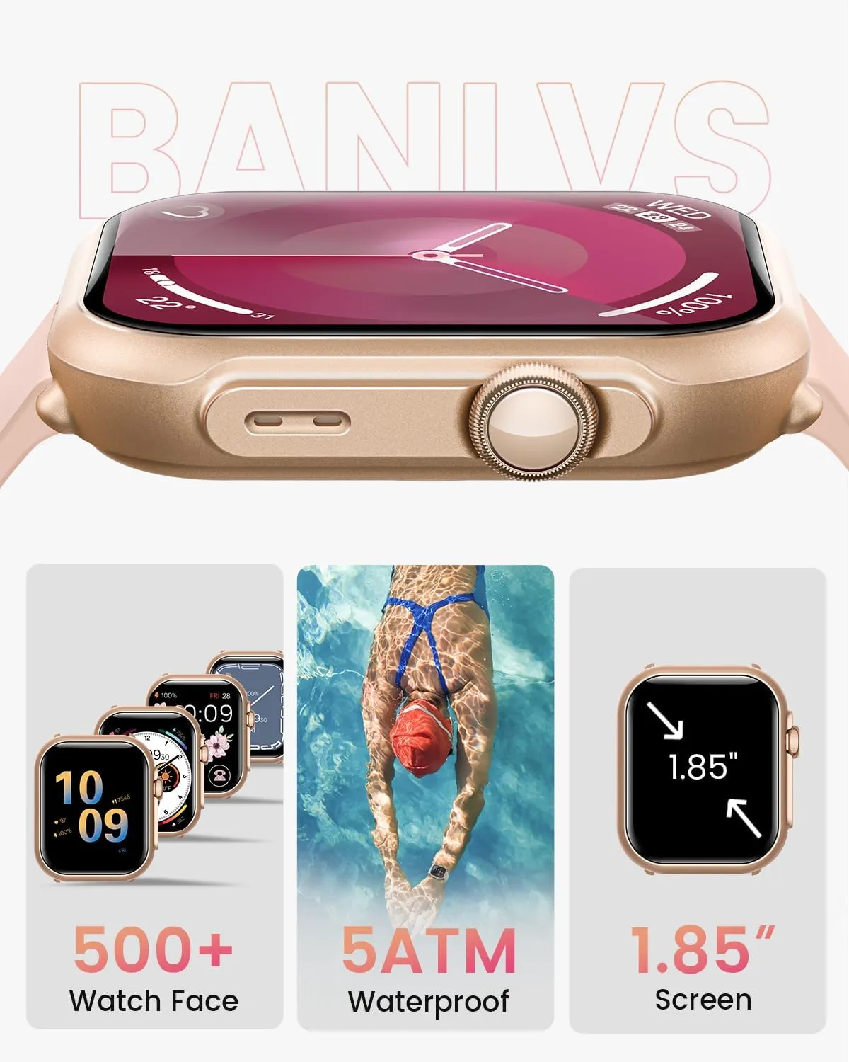 Smart Watches for Men Women: Smart Watch with 1000mAh 100 Day Battery Life Bluetooth Call Heart Rate Blood Pressure SpO2 Sleep Monitor 120  Sports 5ATM Pedometer for iPhone Android Phones
