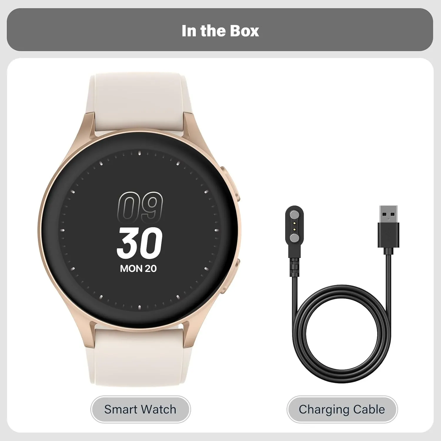 Smartwatch, Built-in Alexa, GPS, VO2 Max, HRV, Blood Oxygen, Sleep Monitoring, Women's Health, Custom Reminders, Sports Tracking, 1.32" AMOLED, Compass, Altimeter (Bluetooth, Gold, 43mm)