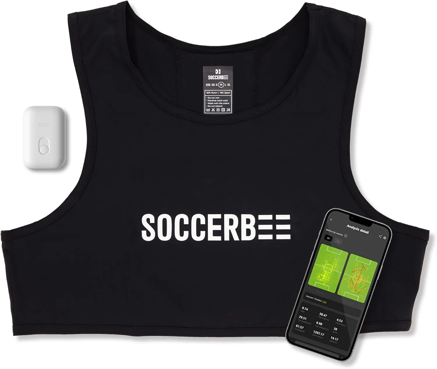 SOCCERBEE-Lite2 - GPS Tracker and Vest for Tracking Activities of Outdoor Sports Athletes Such as Soccer, Football, Rugby, Hockey, and Lacrosse (Extra Small)