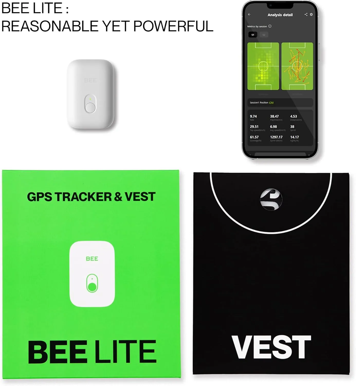 SOCCERBEE-Lite2 - GPS Tracker and Vest for Tracking Activities of Outdoor Sports Athletes Such as Soccer, Football, Rugby, Hockey, and Lacrosse (Extra Small)