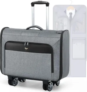Softside Rolling Garment Bag,3 in 1Wheeled Garment Bags for Travel with Wheels,Upgraded Zipper Duffle Bag Suitcase with Handle,Large Convertible Carry On Travel Bag for Men Women,Grey