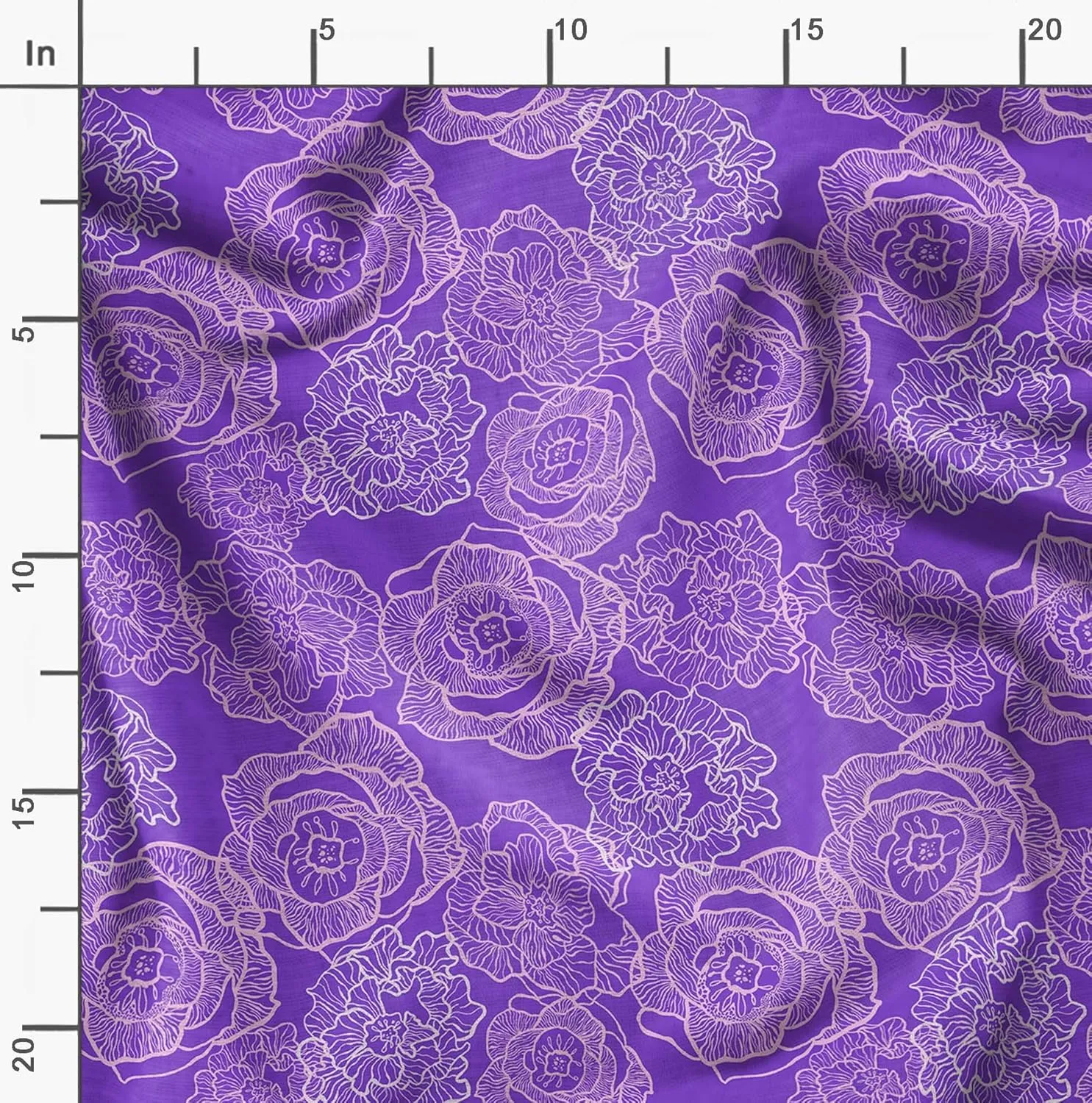 Soimoi Rose Print - Purple, Canvas Fabric Material - 56 Inch Wide, 1 Yard, Unstitched Fabric for Upholstery, Bags, Workwear and Outdoor Gear.