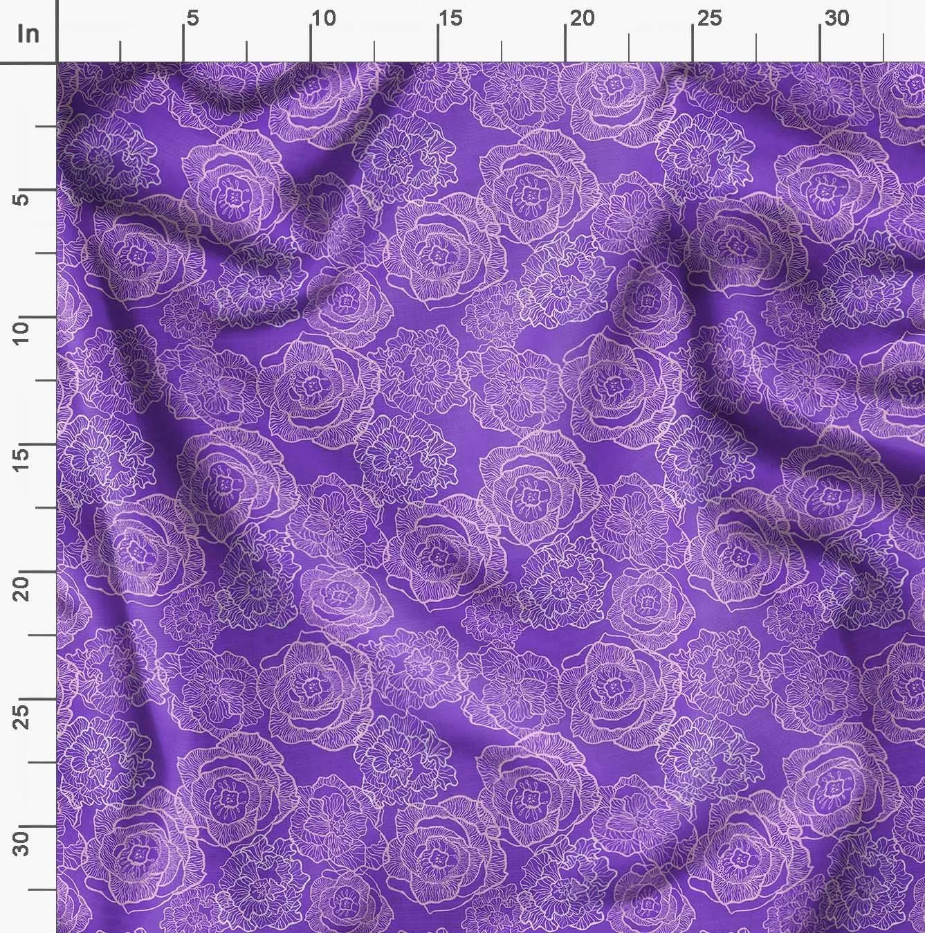 Soimoi Rose Print - Purple, Canvas Fabric Material - 56 Inch Wide, 1 Yard, Unstitched Fabric for Upholstery, Bags, Workwear and Outdoor Gear.