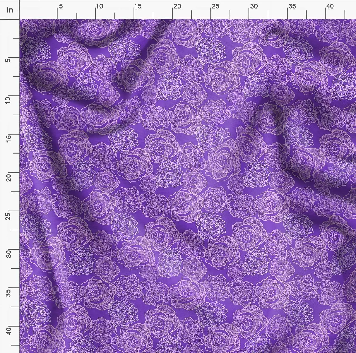 Soimoi Rose Print - Purple, Canvas Fabric Material - 56 Inch Wide, 1 Yard, Unstitched Fabric for Upholstery, Bags, Workwear and Outdoor Gear.