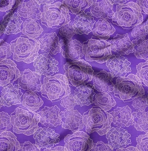 Soimoi Rose Print - Purple, Canvas Fabric Material - 56 Inch Wide, 1 Yard, Unstitched Fabric for Upholstery, Bags, Workwear and Outdoor Gear.