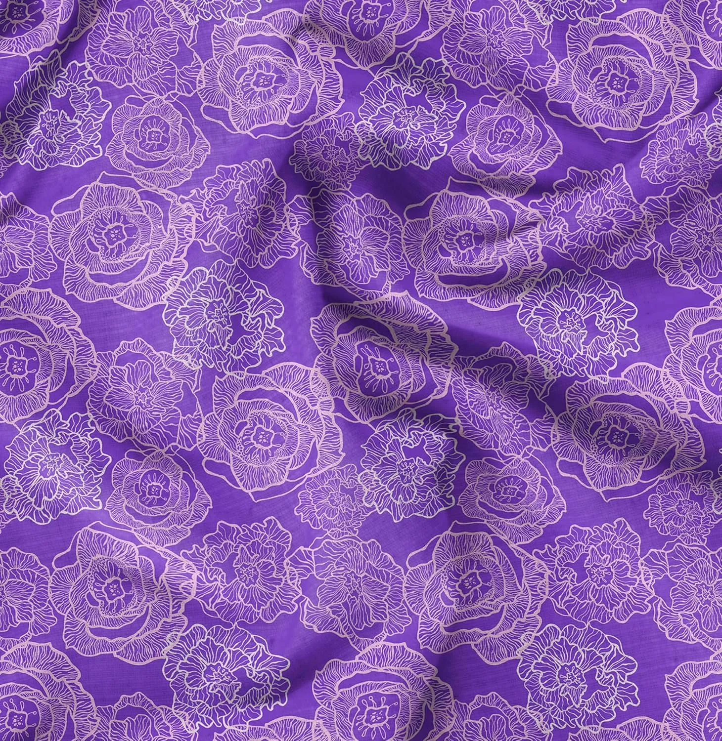 Soimoi Rose Print - Purple, Canvas Fabric Material - 56 Inch Wide, 1 Yard, Unstitched Fabric for Upholstery, Bags, Workwear and Outdoor Gear.