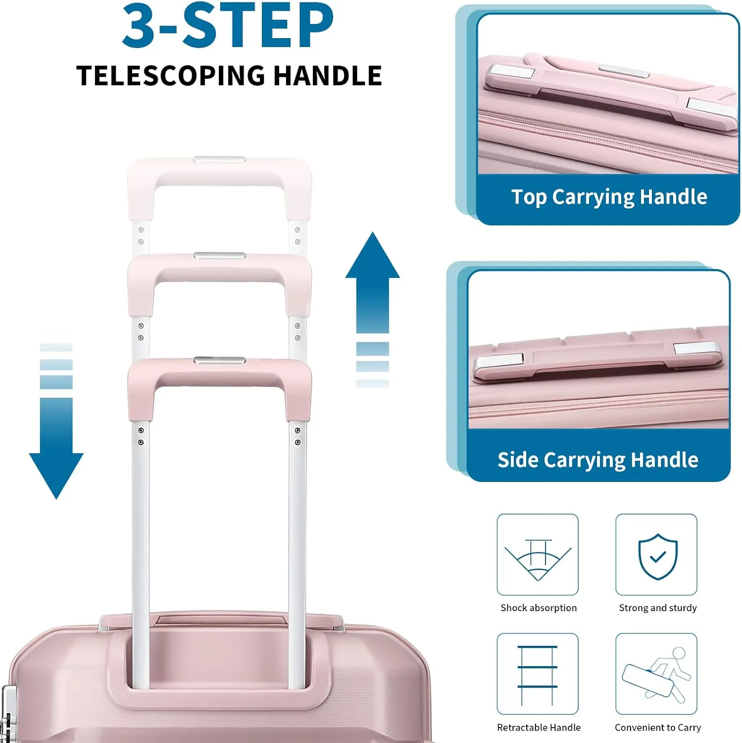 Somago 20" Carry On Luggage and 14" Mini Cosmetic Cases Travel Set Lightweight Polypropylene Suitcase with TSA Lock YKK Zipper Hardside Luggage with Spinner Wheels (2 Piece Set, Nude Pink)